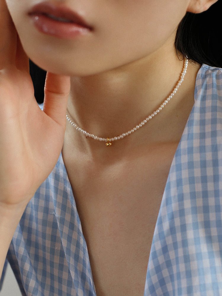 Gold Beans Pearl Collar Necklace - floysun