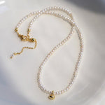 Gold Beans Pearl Collar Necklace - floysun