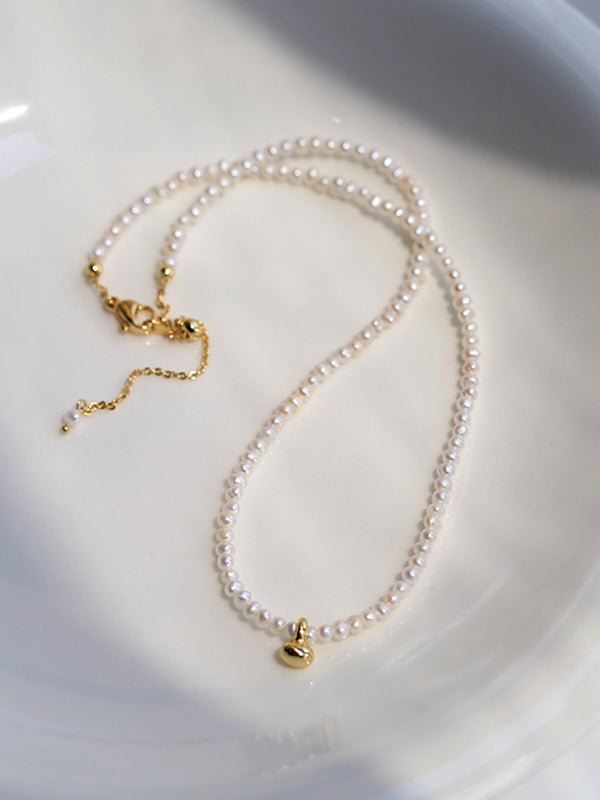 Gold Beans Pearl Collar Necklace - floysun