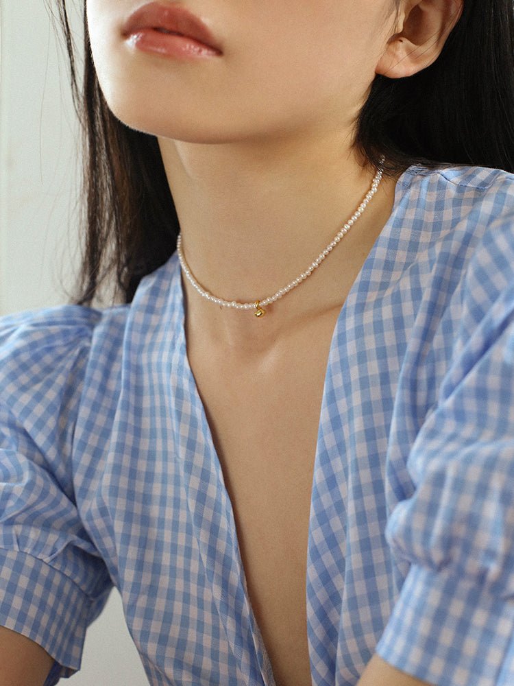 Gold Beans Pearl Collar Necklace - floysun