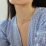 Gold Beans Pearl Collar Necklace - floysun