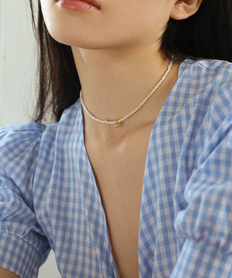 Gold Beans Pearl Collar Necklace - floysun