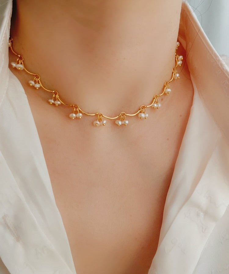 Gold Cherry Pearl Necklace - floysun