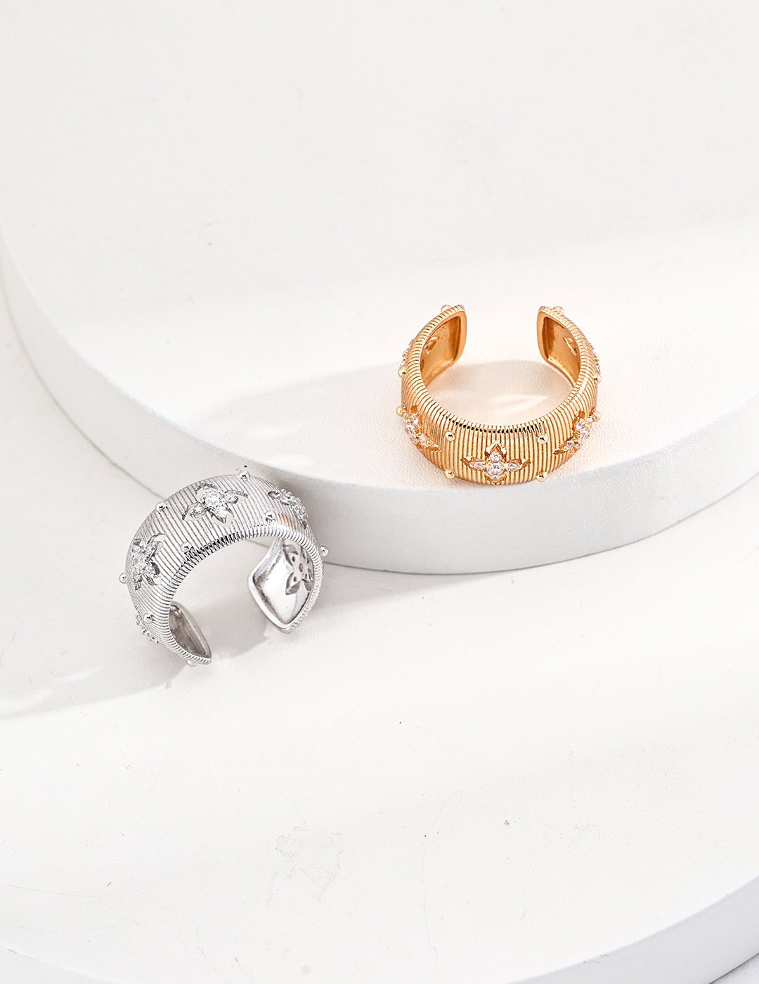 Gold Sterling Silver Simple Zircon Rings - floysun