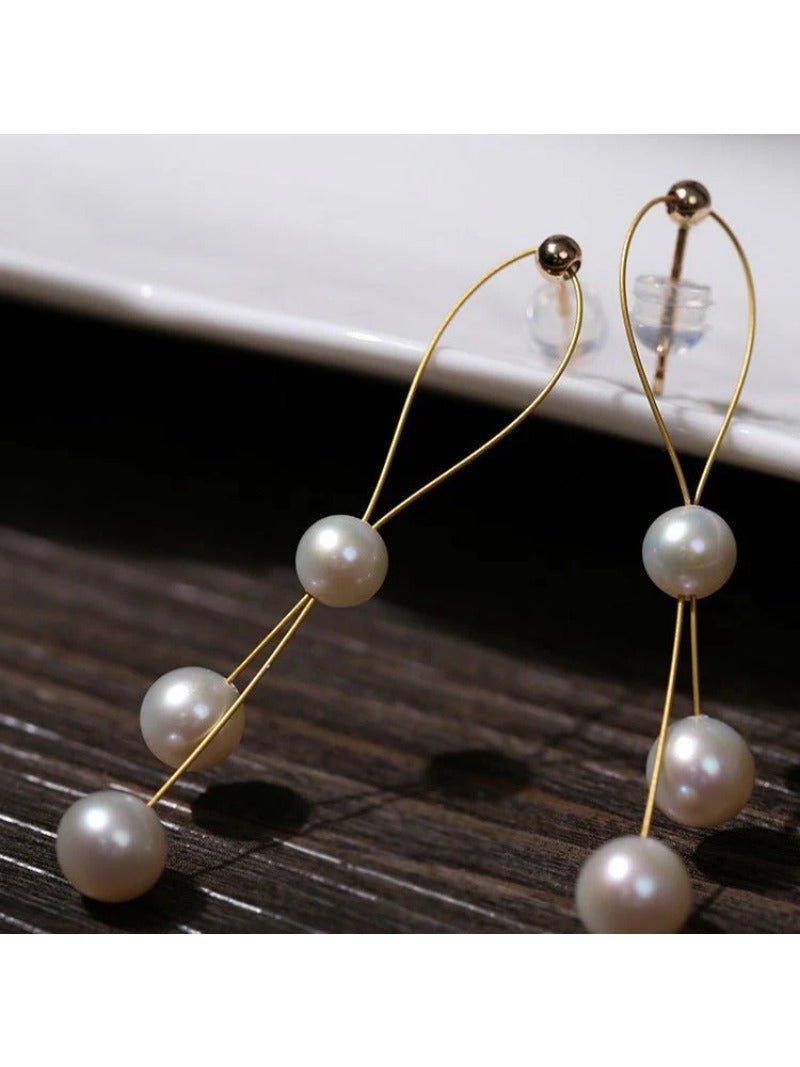 Gold Wire Pearl Earrings - floysun