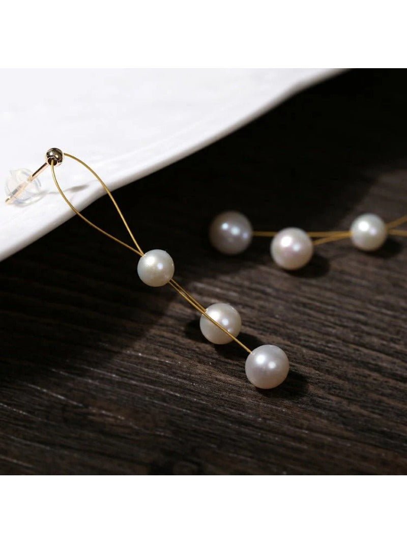 Gold Wire Pearl Earrings - floysun