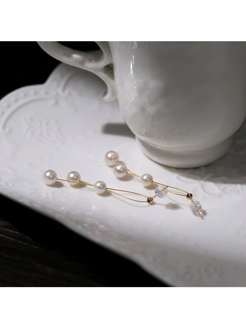 Gold Wire Pearl Earrings - floysun