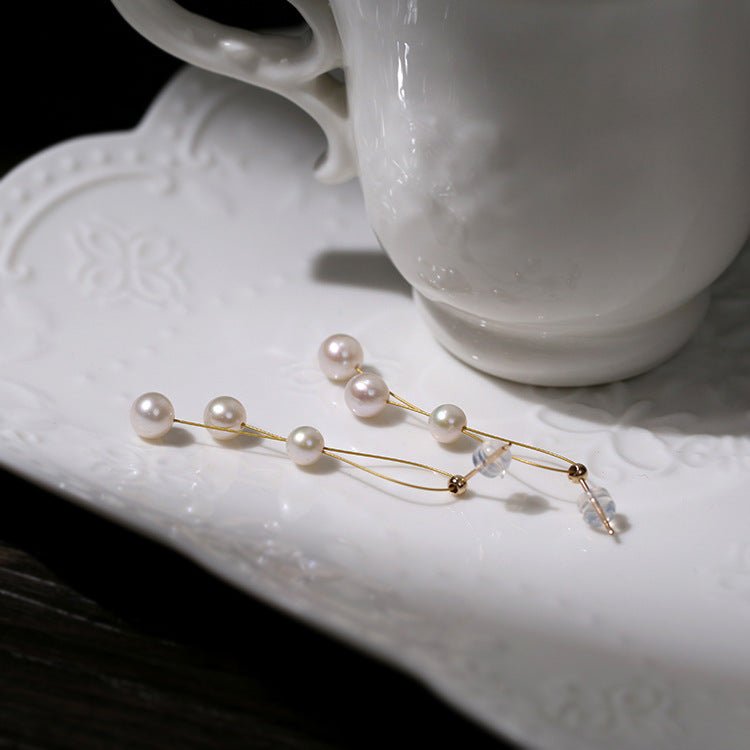 Gold Wire Pearl Earrings - floysun