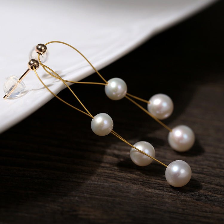 Gold Wire Pearl Earrings - floysun