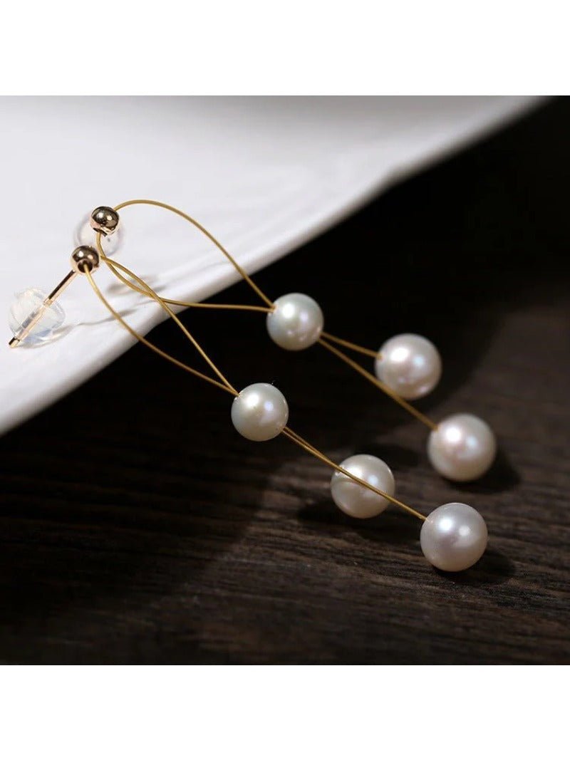 Gold Wire Pearl Earrings - floysun