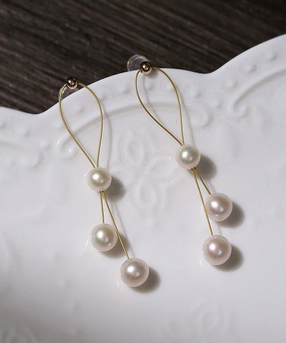 Gold Wire Pearl Earrings - floysun