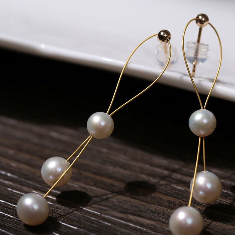 Gold Wire Pearl Earrings - floysun