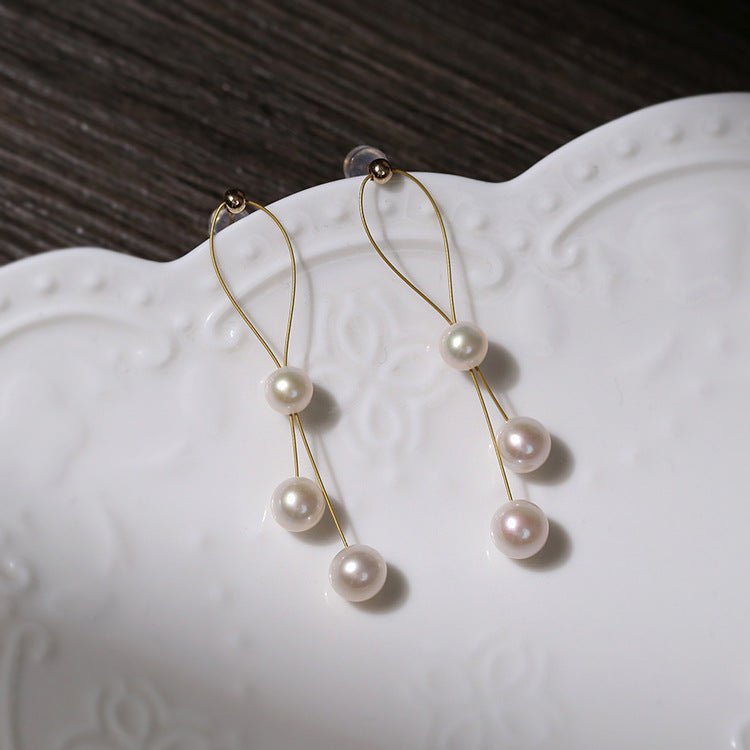 Gold Wire Pearl Earrings - floysun