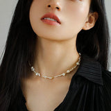 Golden Fusion Baroque Pearl Necklace - floysun