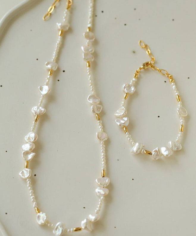 Golden Fusion Baroque Pearl Necklace - floysun