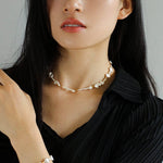 Golden Fusion Baroque Pearl Necklace - floysun