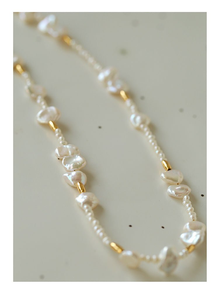 Golden Fusion Baroque Pearl Necklace - floysun