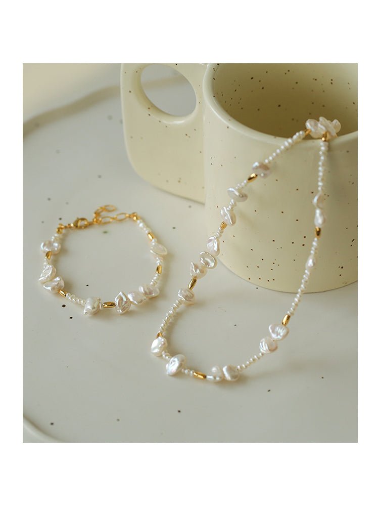 Golden Fusion Baroque Pearl Necklace - floysun