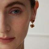 Golden Two Irregular Tigers Eye Stone Earrings - floysun