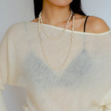 Gradient Artificial Pearls Beaded Necklace Sweater Chain - floysun