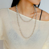 Gradient Artificial Pearls Beaded Necklace Sweater Chain - floysun