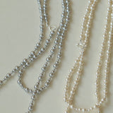 Gradient Artificial Pearls Beaded Necklace Sweater Chain - floysun