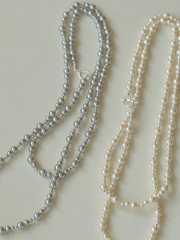 Gradient Artificial Pearls Beaded Necklace Sweater Chain - floysun