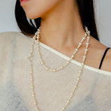 Gradient Artificial Pearls Beaded Necklace Sweater Chain - floysun