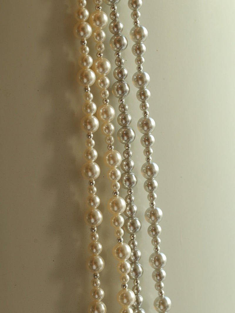 Gradient Artificial Pearls Beaded Necklace Sweater Chain - floysun