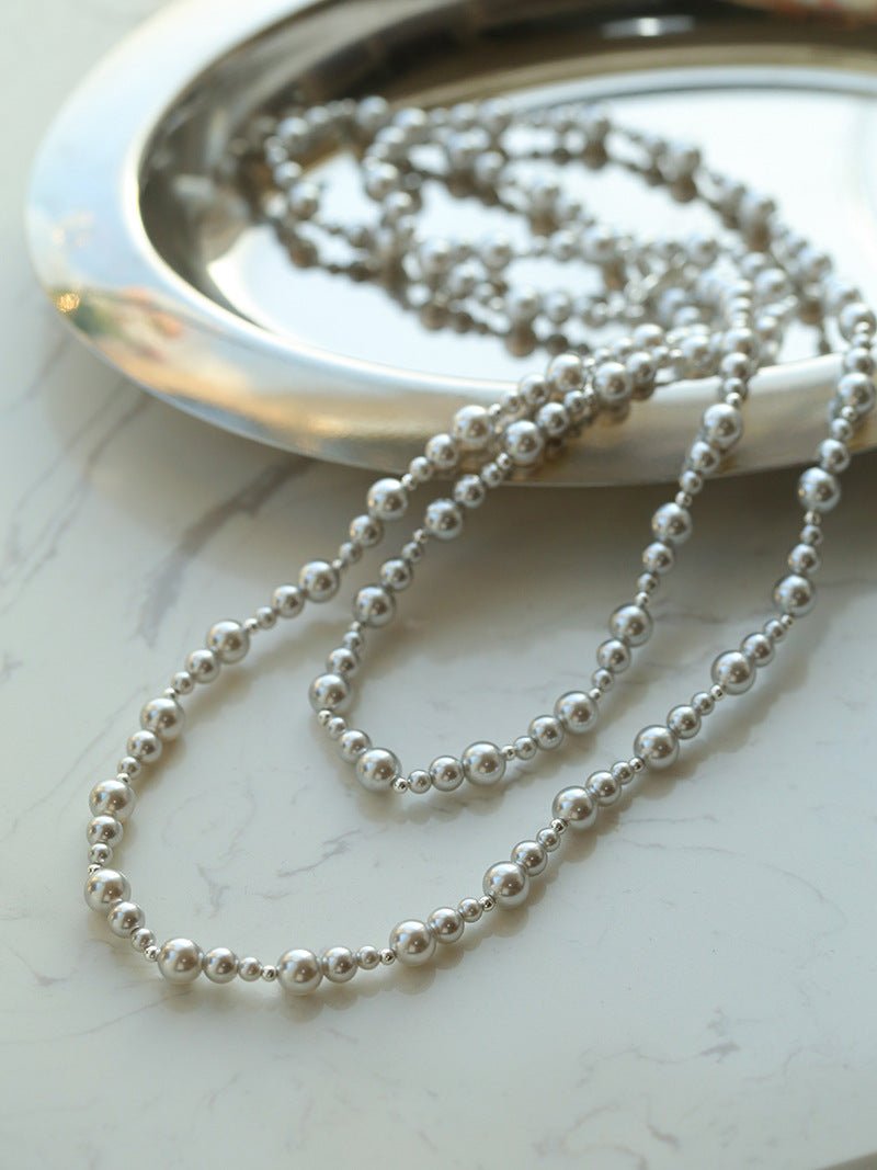 Gradient Artificial Pearls Beaded Necklace Sweater Chain - floysun