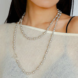 Gradient Artificial Pearls Beaded Necklace Sweater Chain - floysun