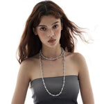 Gradient Artificial Pearls Beaded Necklace Sweater Chain - floysun