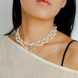 Gradient Artificial Pearls Beaded Necklace Sweater Chain - floysun