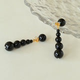 Gradient Black Agate Beaded Earrings - floysun