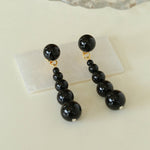 Gradient Black Agate Beaded Earrings - floysun