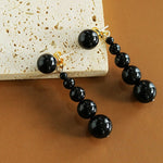 Gradient Black Agate Beaded Earrings - floysun