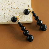 Gradient Black Agate Beaded Earrings - floysun