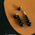 Gradient Black Agate Beaded Earrings - floysun