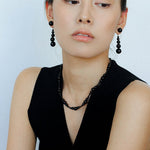 Gradient Black Agate Beaded Earrings - floysun