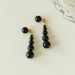 Gradient Black Agate Beaded Earrings - floysun