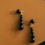 Gradient Black Agate Beaded Earrings - floysun