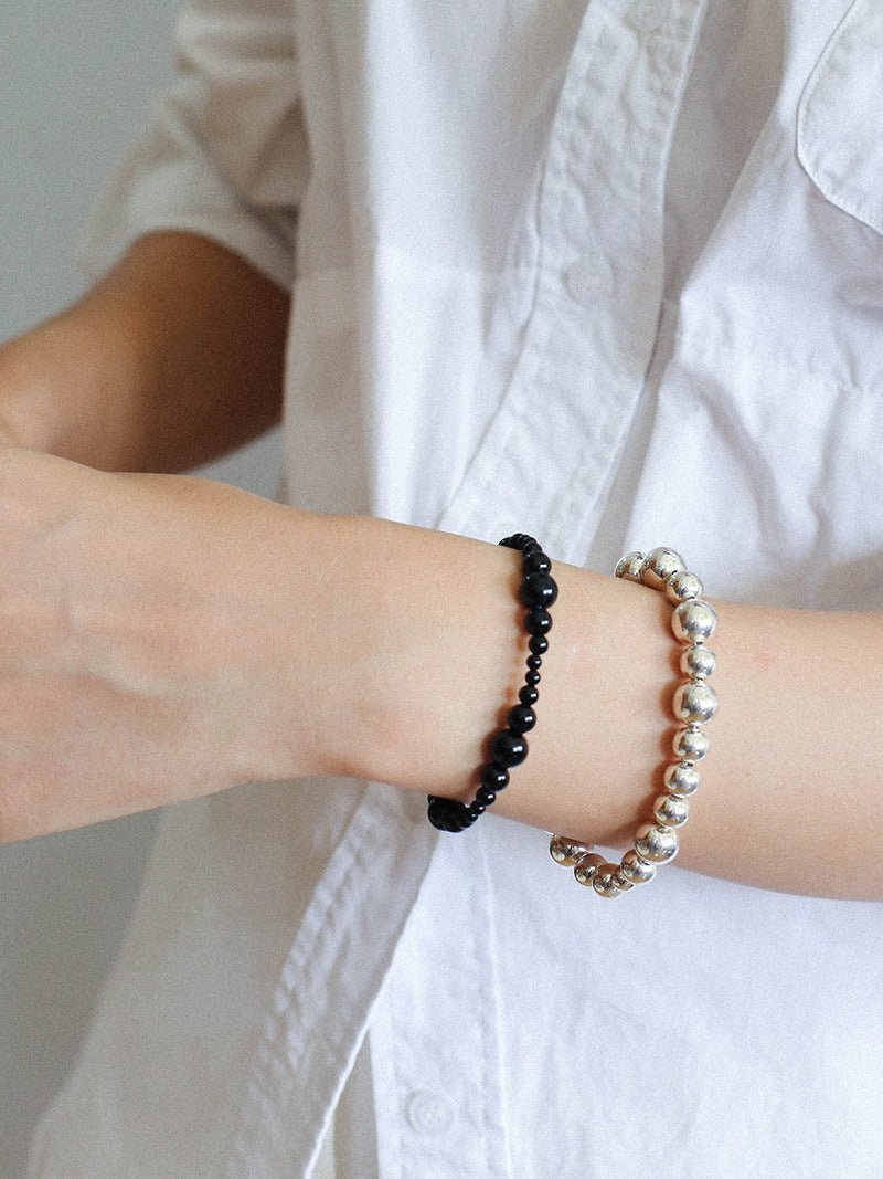 Gradient Black Agates Bead Bracelet - floysun