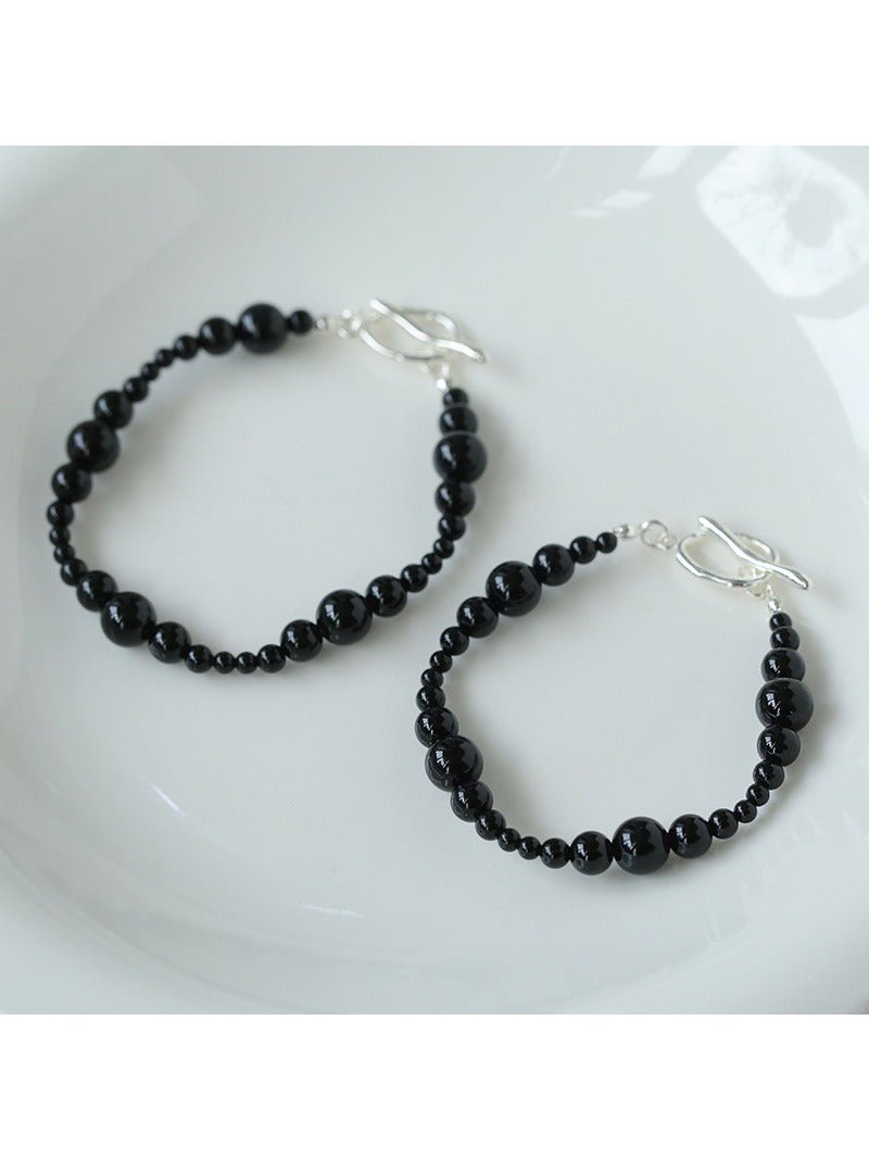 Gradient Black Agates Bead Bracelet - floysun