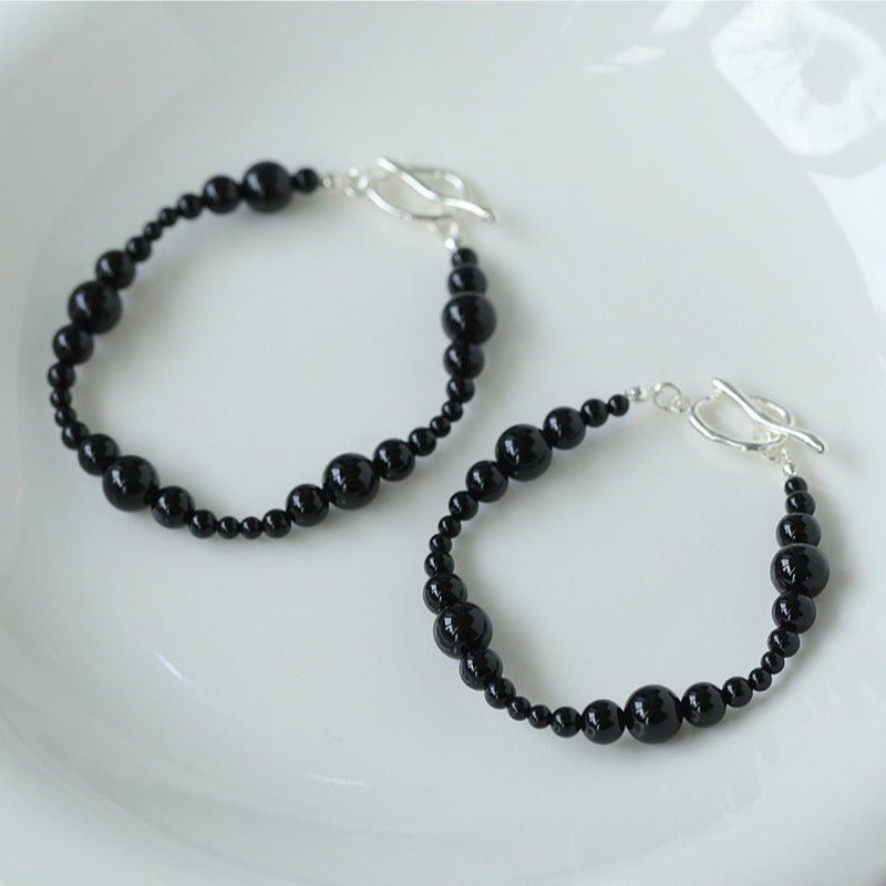 Gradient Black Agates Bead Bracelet - floysun