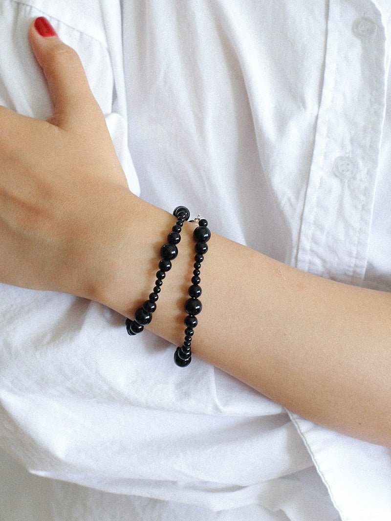 Gradient Black Agates Bead Bracelet - floysun