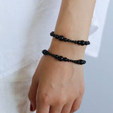 Gradient Black Agates Bead Bracelet - floysun