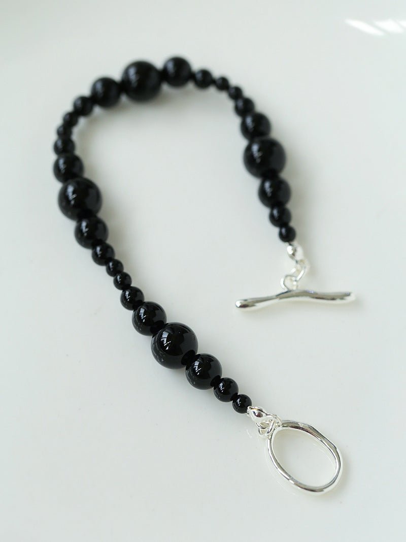 Gradient Black Agates Bead Bracelet - floysun