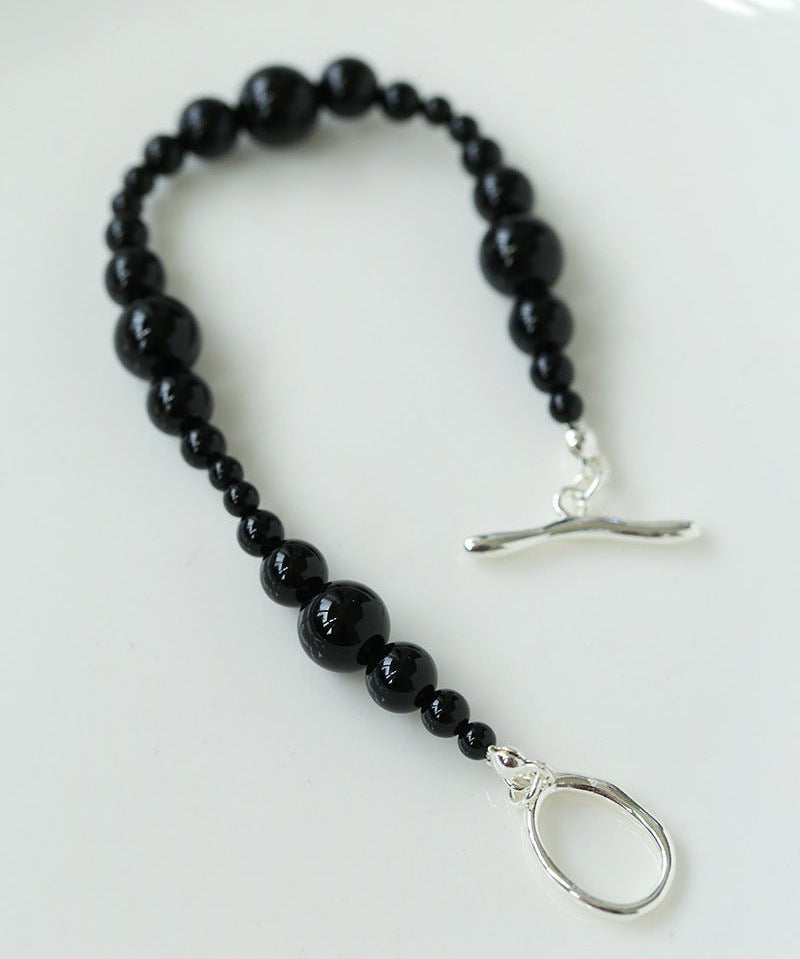 Gradient Black Agates Bead Bracelet - floysun