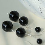 Gradient Black Onyx 925 Silver Dangle Earring - floysun