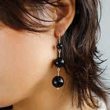 Gradient Black Onyx 925 Silver Dangle Earring - floysun